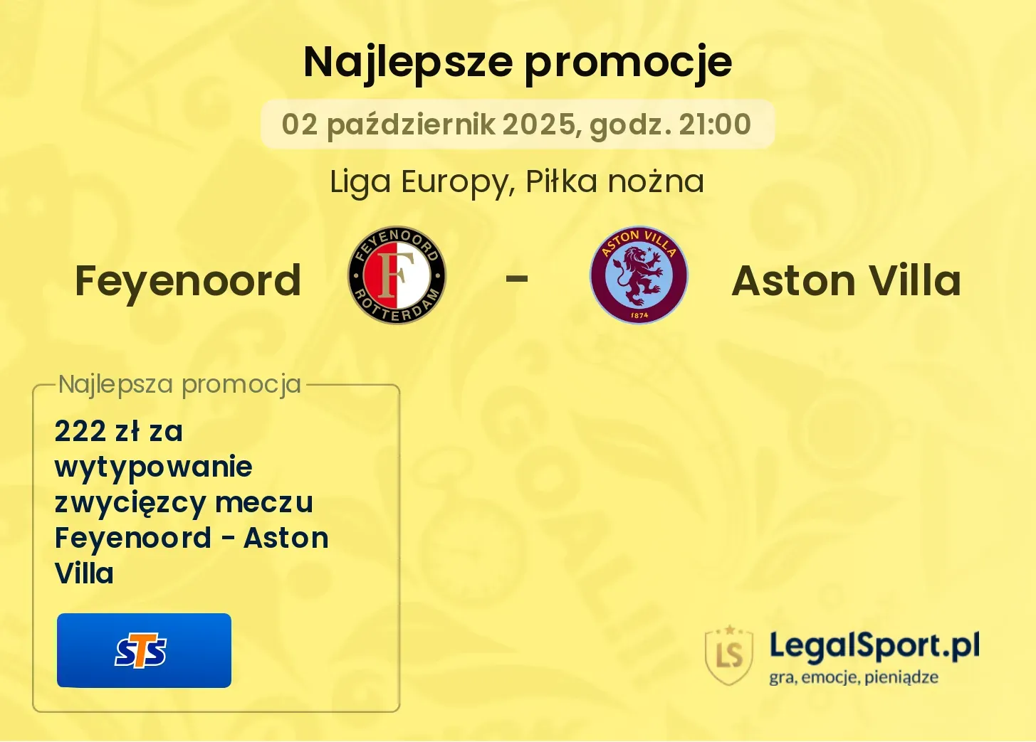 Feyenoord - Aston Villa promocje u bukmacherów