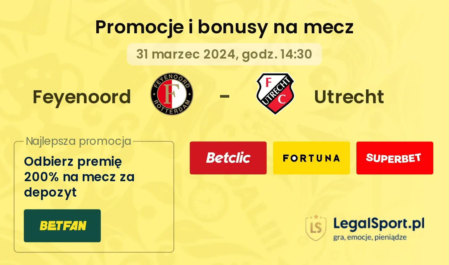 Feyenoord - Utrecht promocje bonusy na mecz
