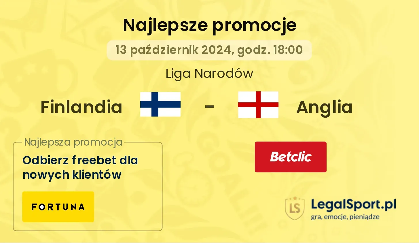 Finlandia - Anglia promocje u bukmacherów 13.10, 18:00