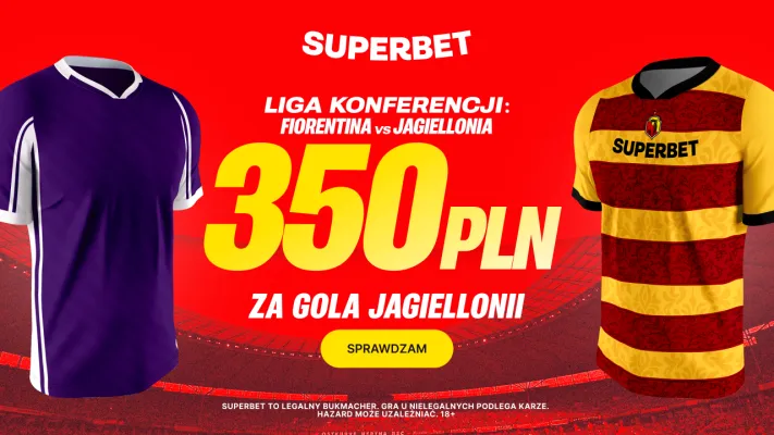 Superbet: Bonus 350 PLN za gola Jagiellonii Białystok w meczu z Fiorentiną