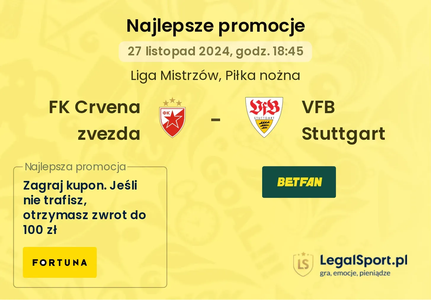 FK Crvena zvezda - VFB Stuttgart promocje u bukmacherów