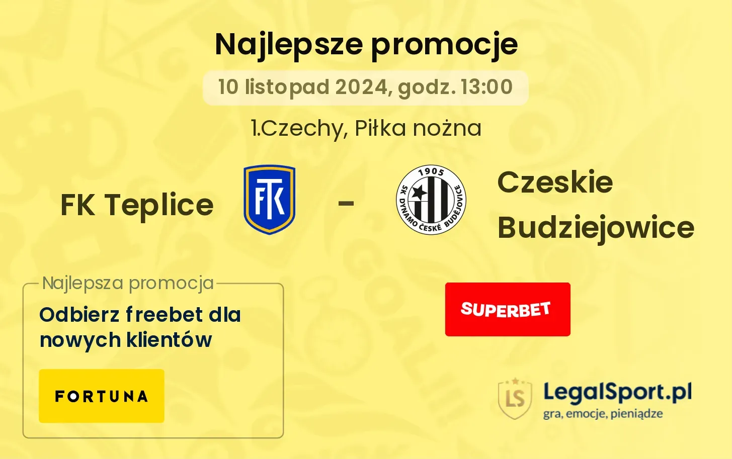FK Teplice - Czeskie Budziejowice promocje u bukmacherów 10.11, 13:00
