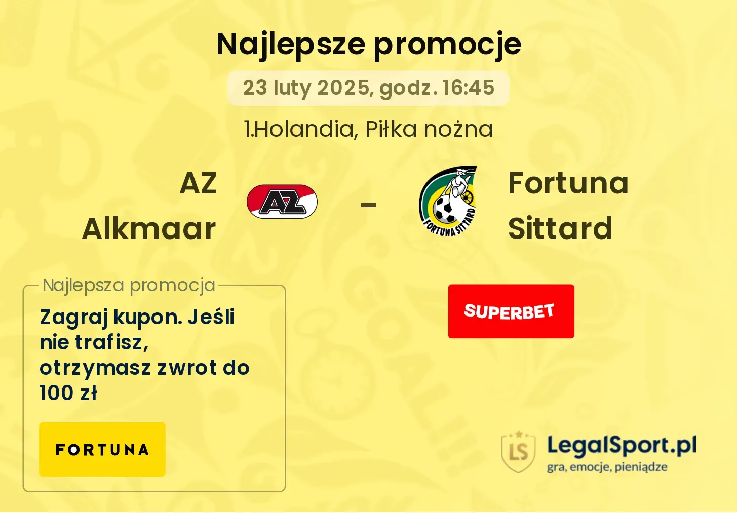 AZ Alkmaar - Fortuna Sittard promocje u bukmacherów