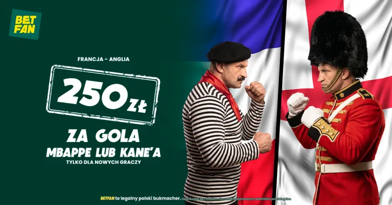 Promocja BETFAN: 250 zł za gola Mbappe lub Kane'a