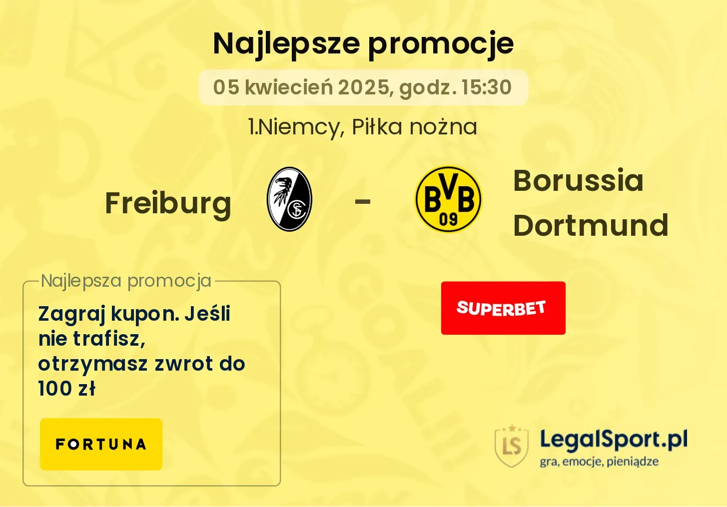 Freiburg - Borussia Dortmund promocje u bukmacherów
