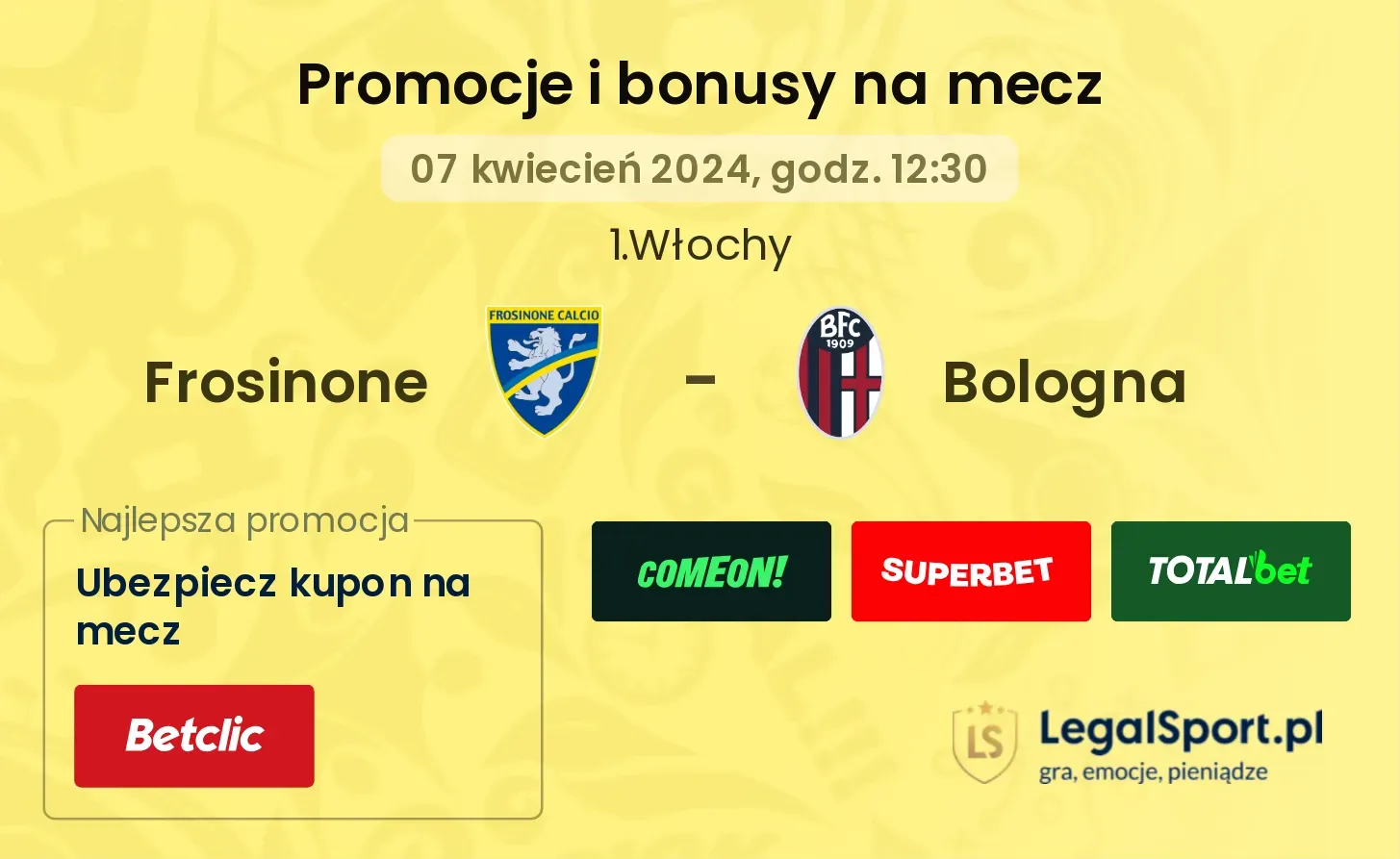 Frosinone - Bologna promocje bonusy na mecz