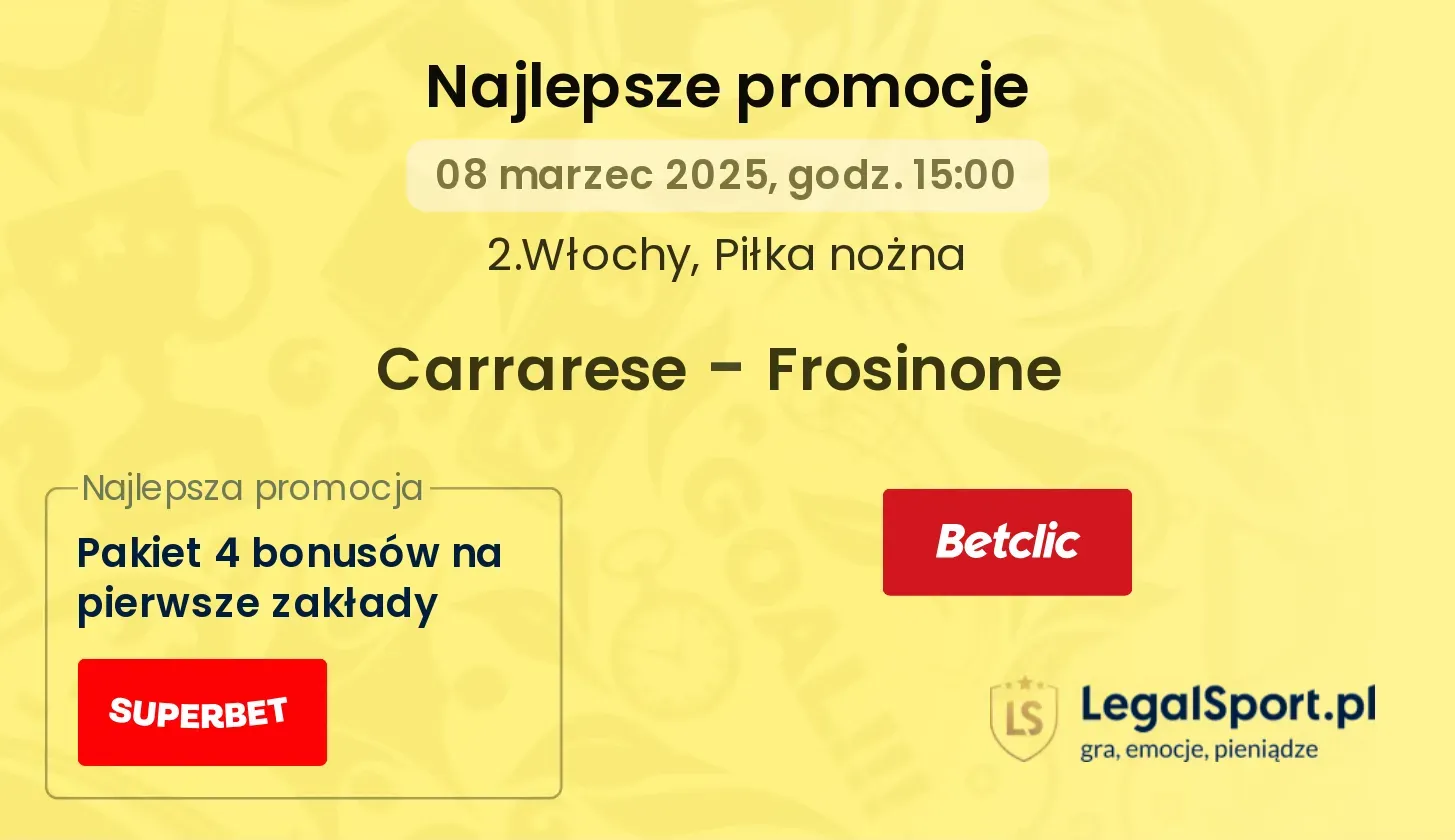 Carrarese - Frosinone promocje bukmacherskie