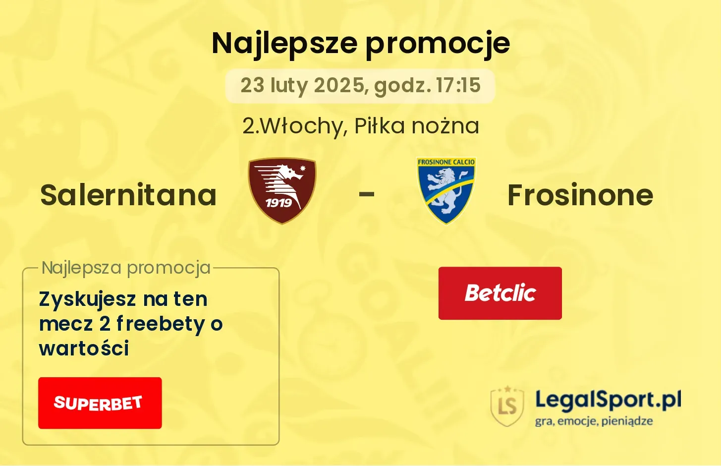 Salernitana - Frosinone promocje u bukmacherów