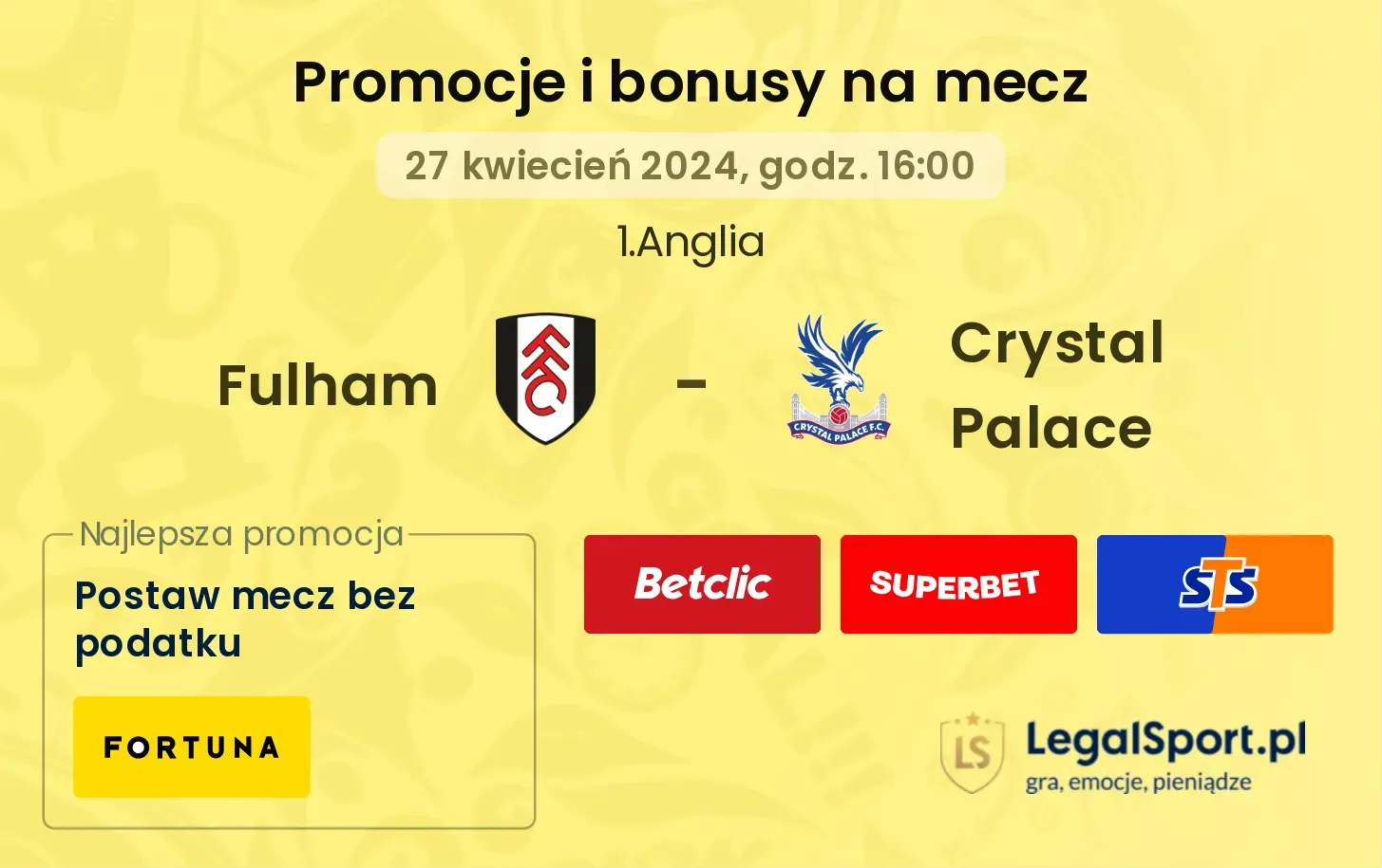 Fulham - Crystal Palace promocje bonusy na mecz