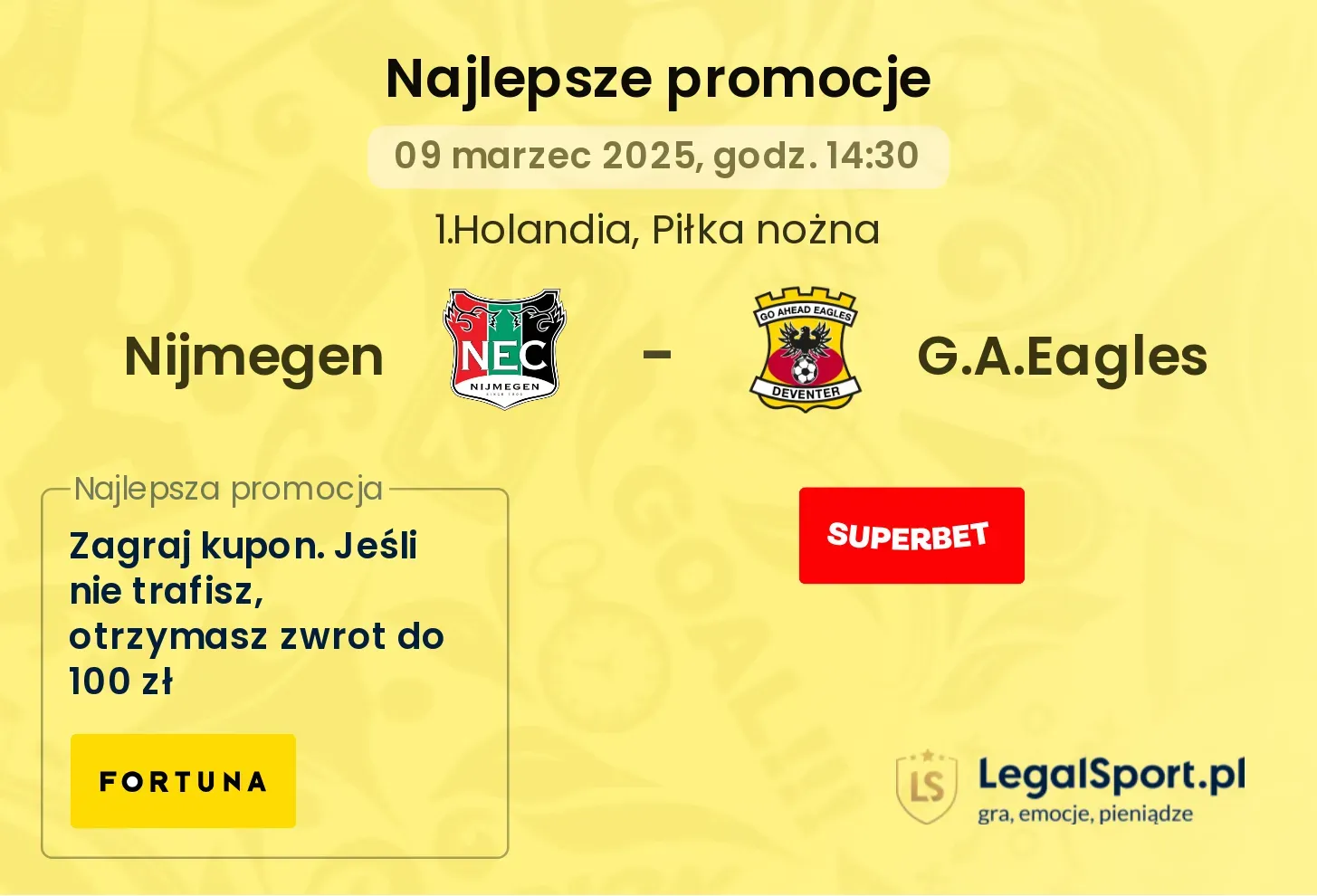 Nijmegen - G.A.Eagles promocje u bukmacherów