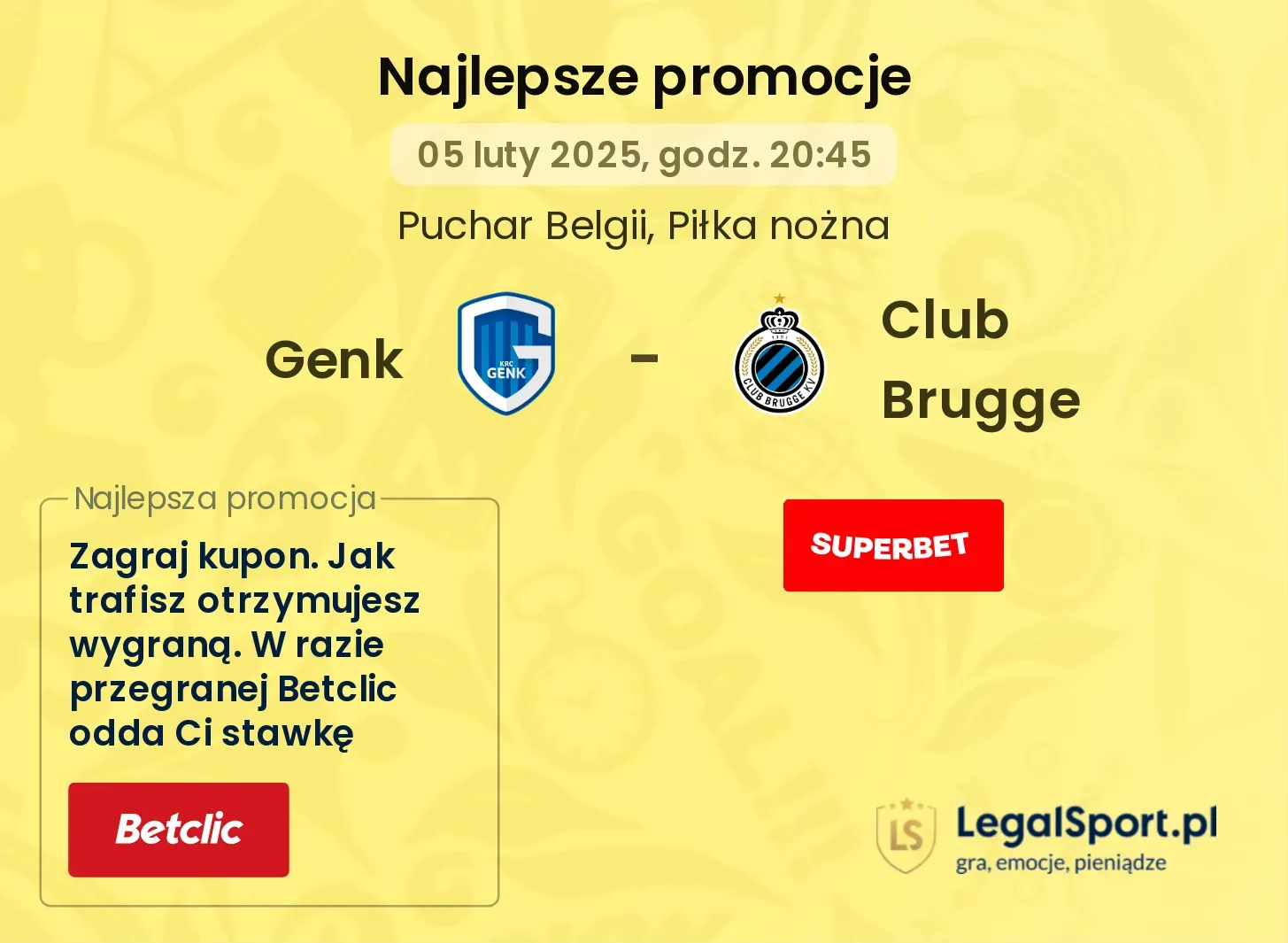Genk - Club Brugge promocje u bukmacherów