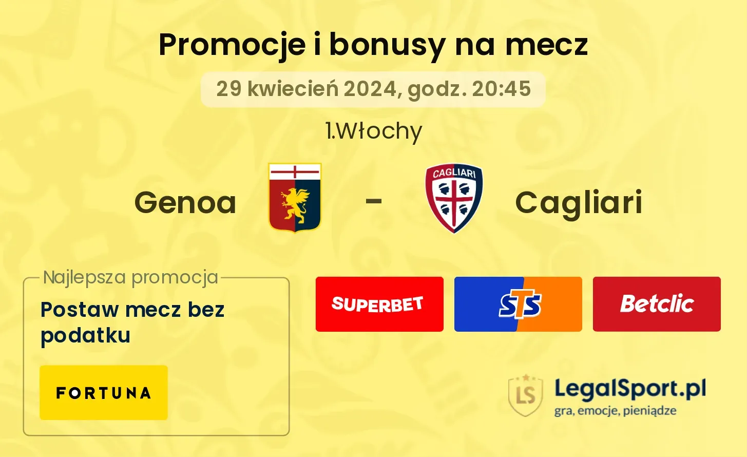 Genoa - Cagliari promocje bonusy na mecz