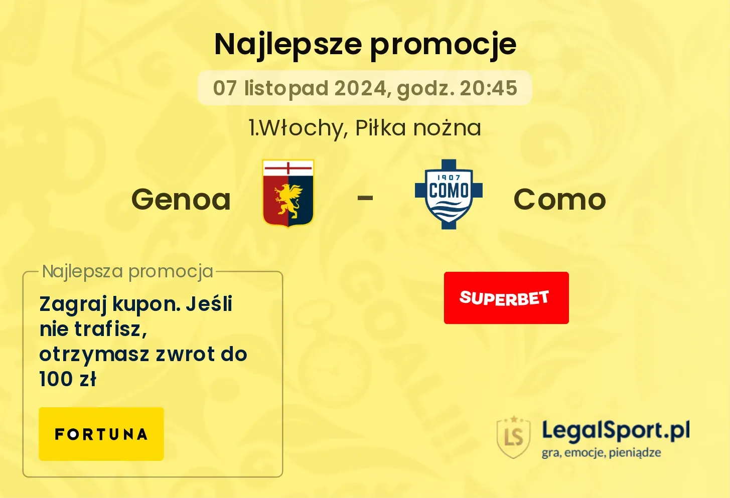 Genoa - Como promocje bukmacherskie 07.11, 20:45