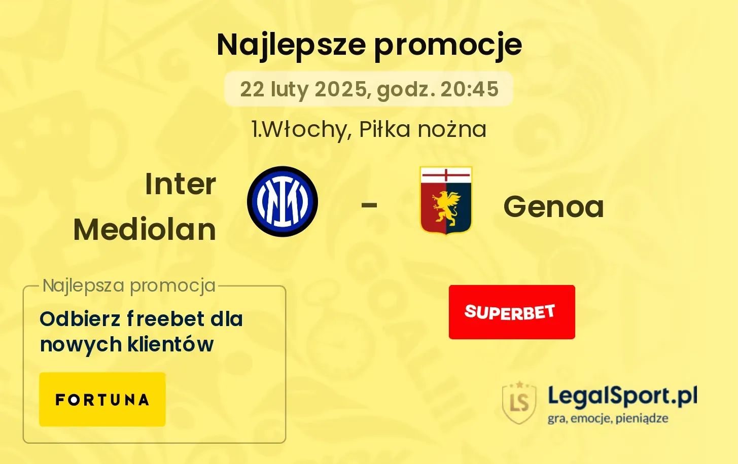 Inter Mediolan - Genoa promocje u bukmacherów