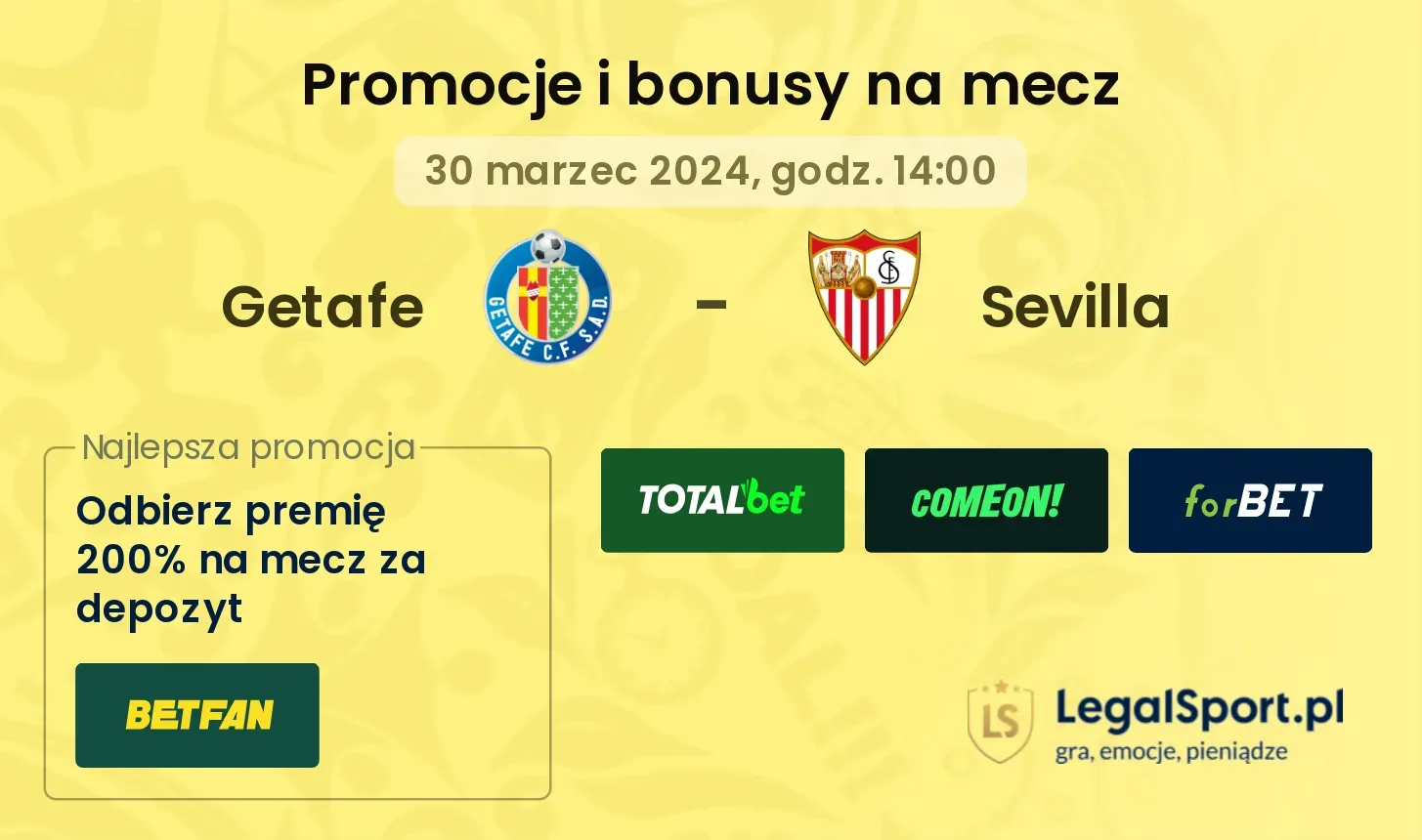 Getafe - Sevilla promocje bonusy na mecz