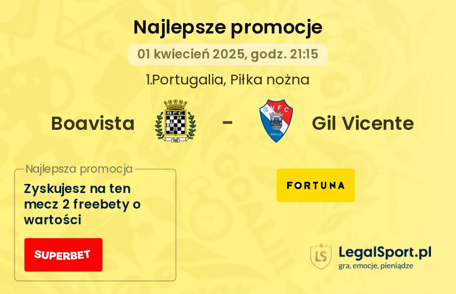 Boavista - Gil Vicente promocje u bukmacherów