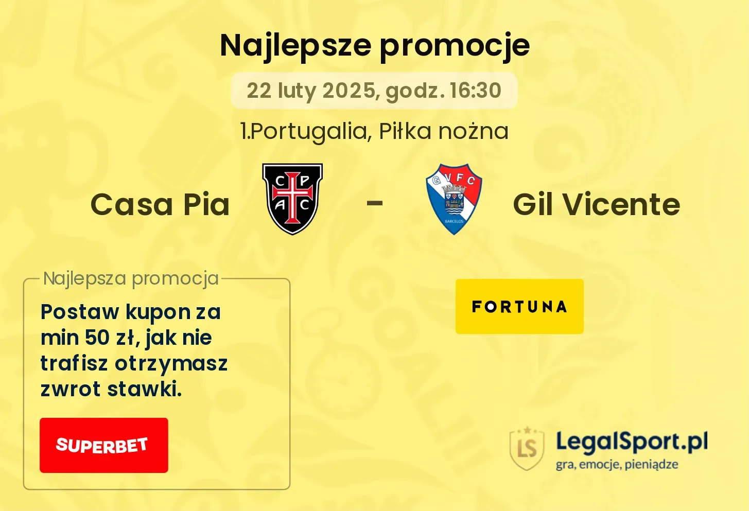 Casa Pia - Gil Vicente promocje bukmacherskie