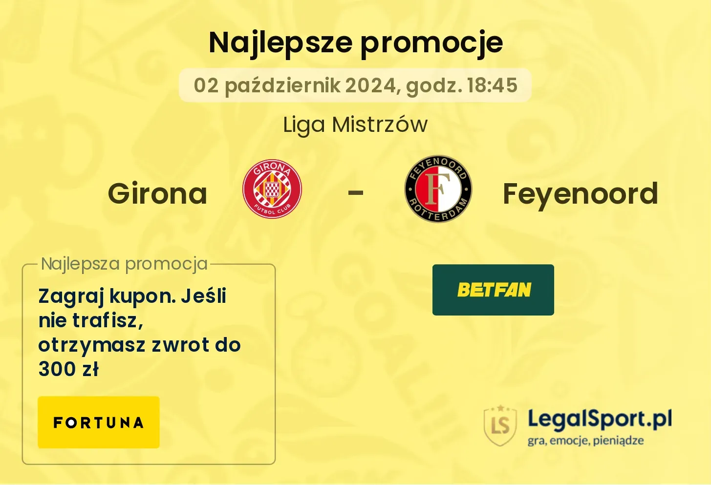 Girona - Feyenoord promocje u bukmacherów 02.10, 18:45
