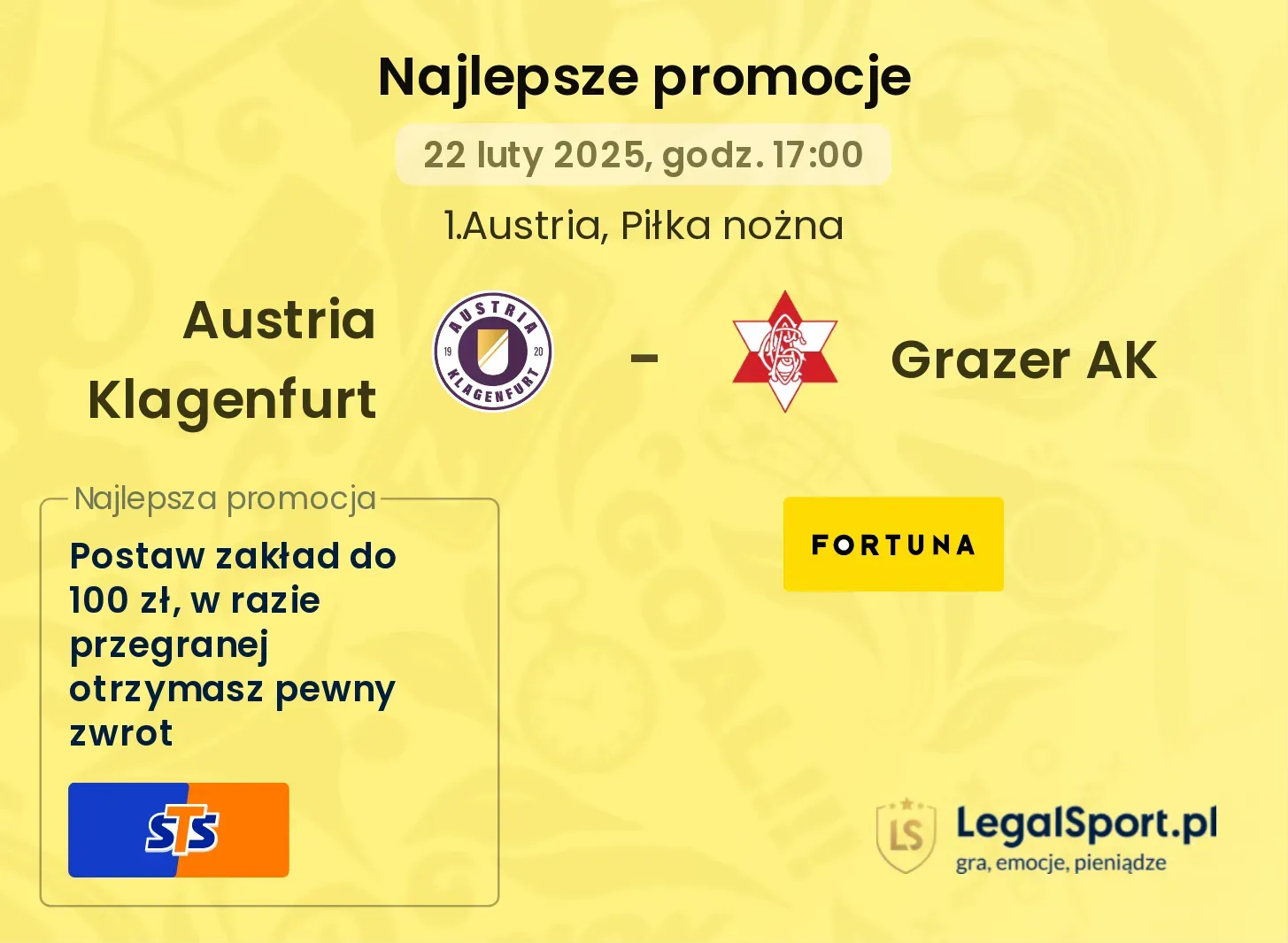 Austria Klagenfurt - Grazer AK promocje bukmacherskie
