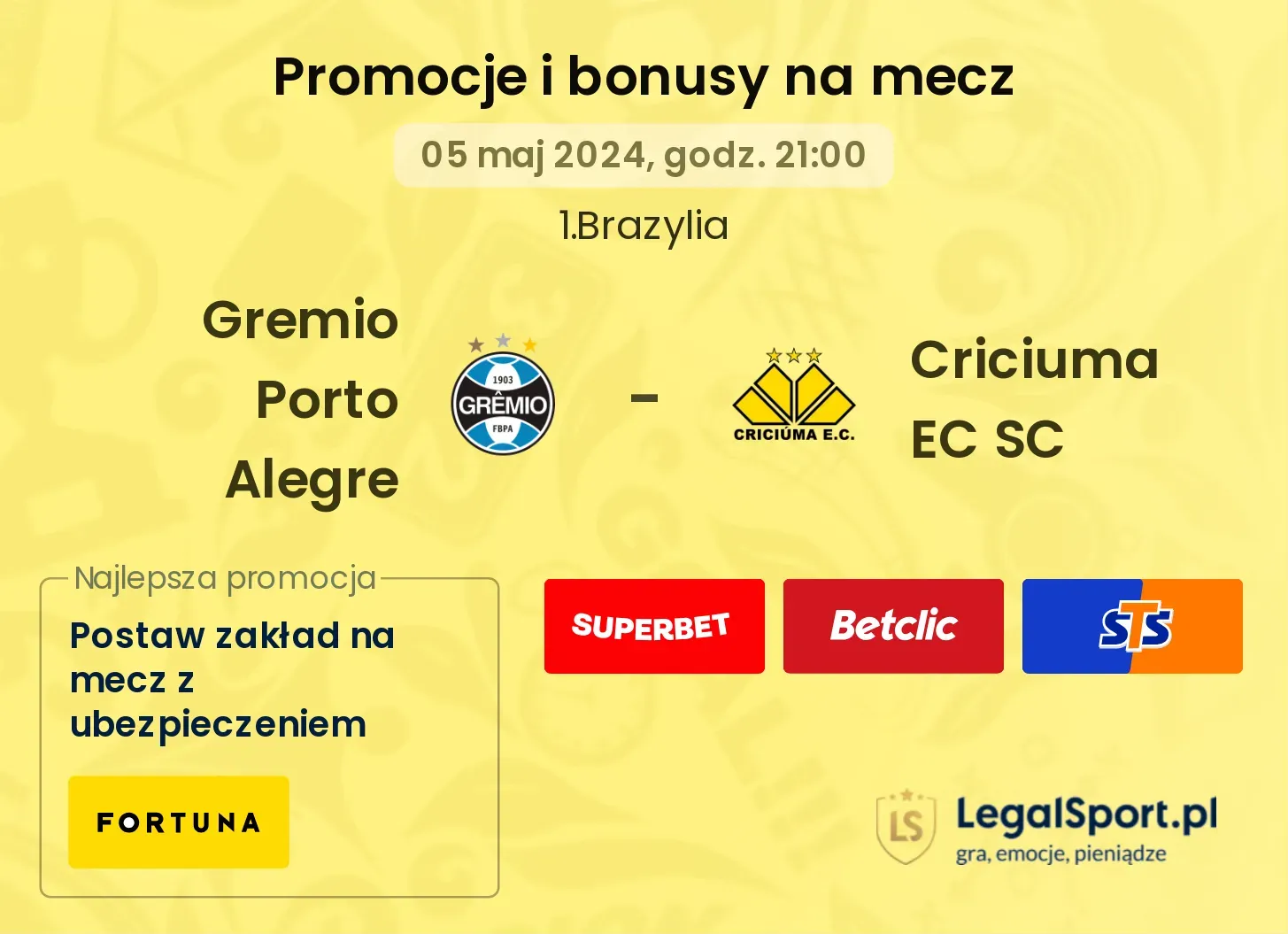 Gremio Porto Alegre - Criciuma EC SC promocje bonusy na mecz