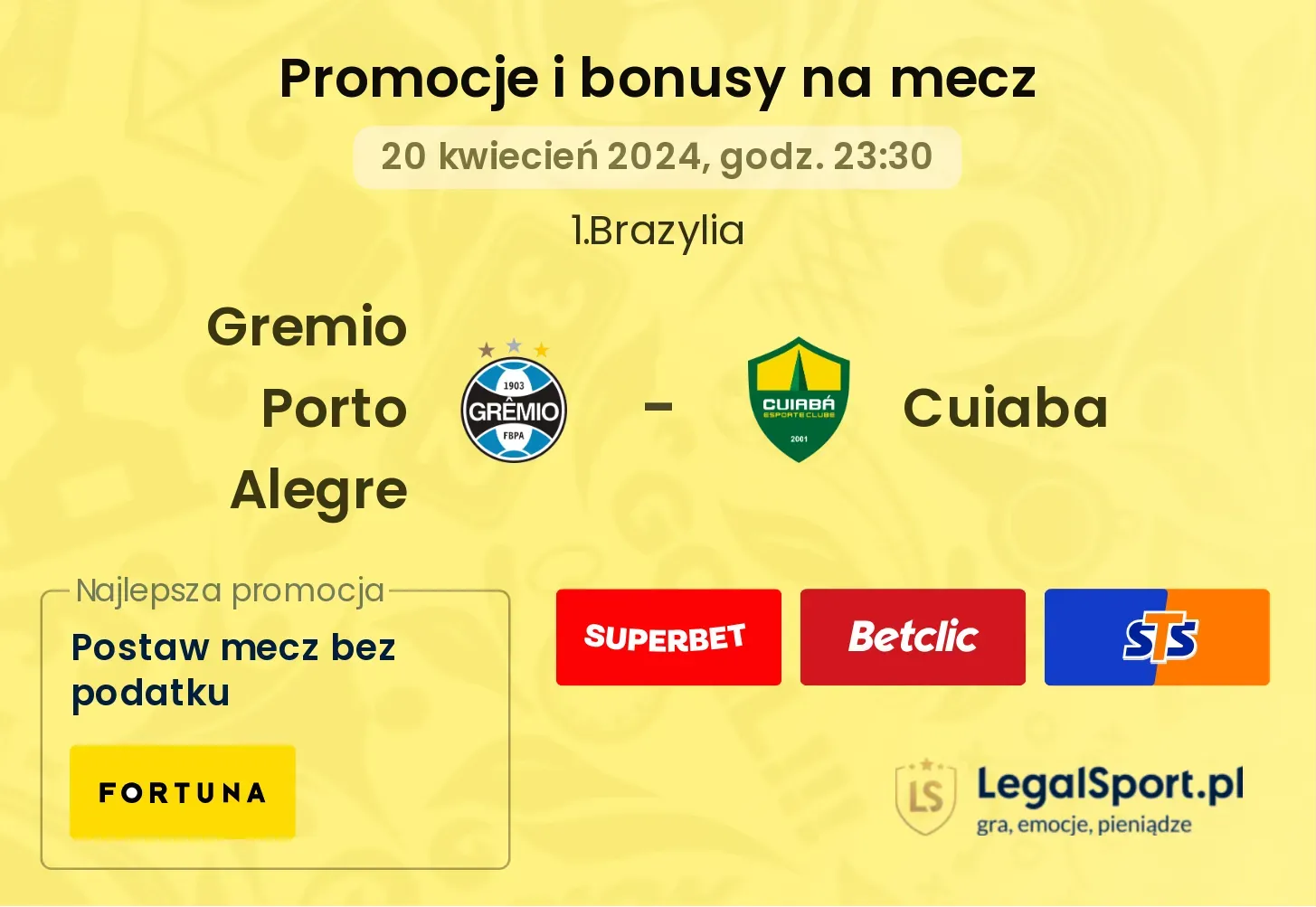 Gremio Porto Alegre - Cuiaba promocje bonusy na mecz