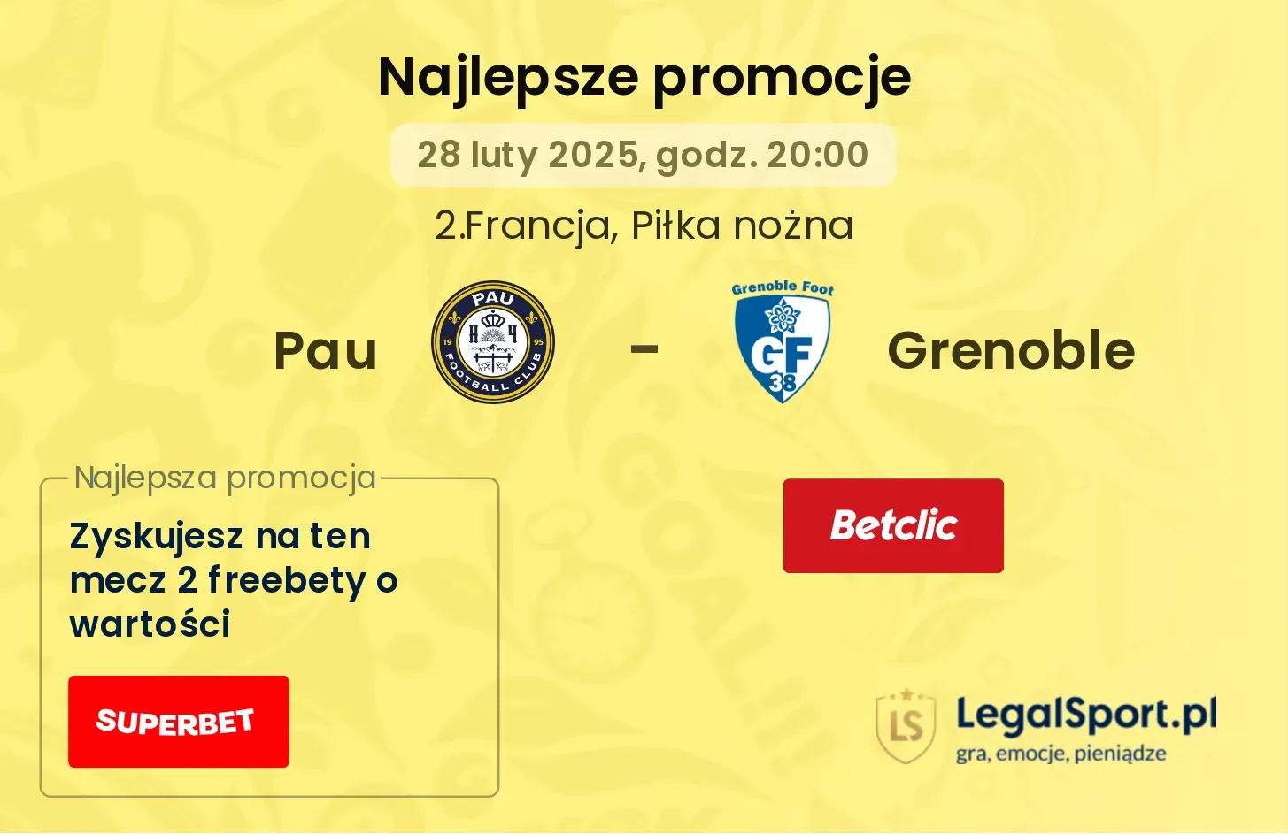 Pau - Grenoble promocje bukmacherskie