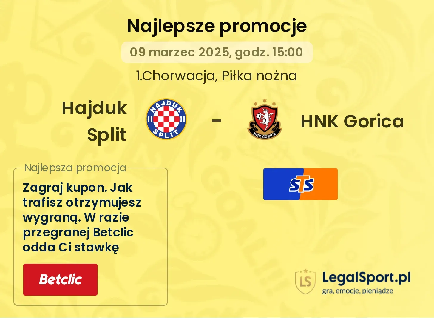 Hajduk Split - HNK Gorica promocje bukmacherskie