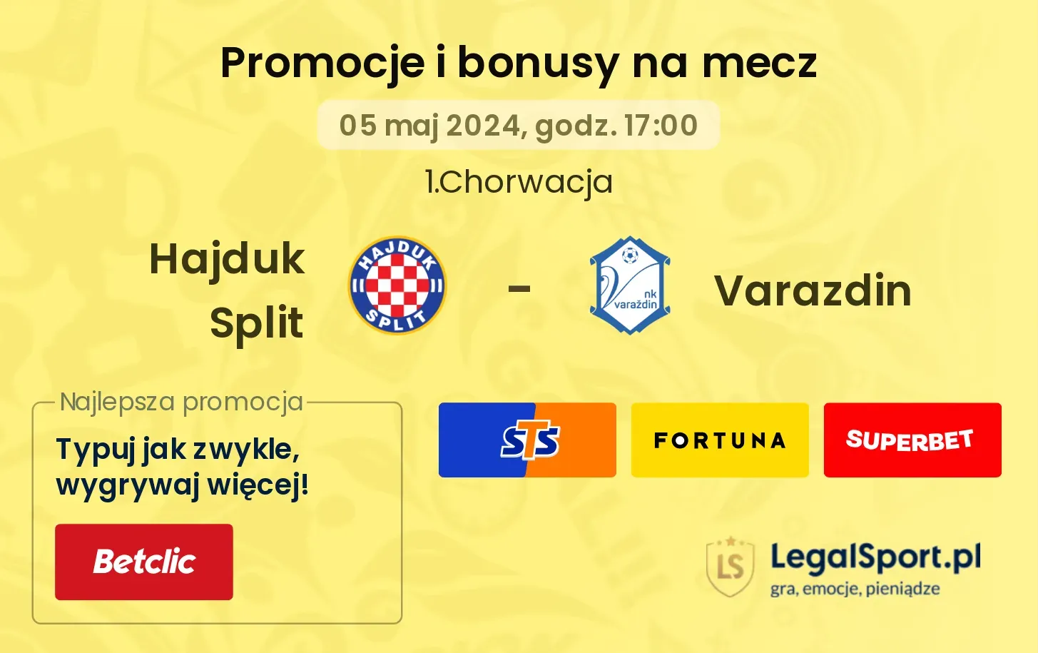 Hajduk Split - Varazdin promocje bonusy na mecz