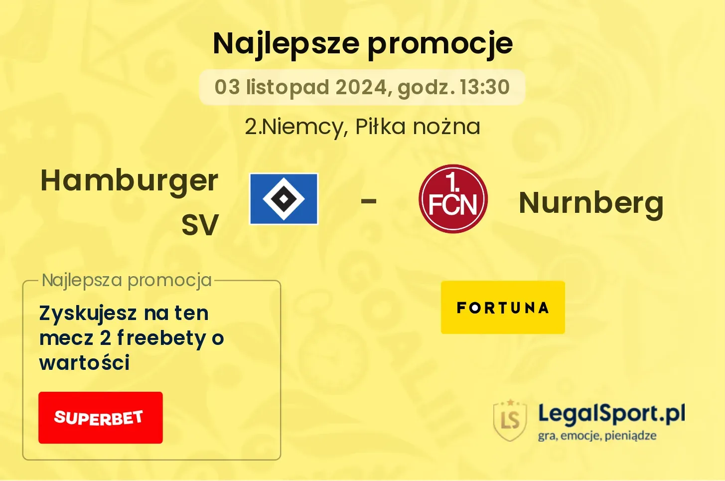 Hamburger SV - Nurnberg promocje bukmacherskie 03.11, 13:30