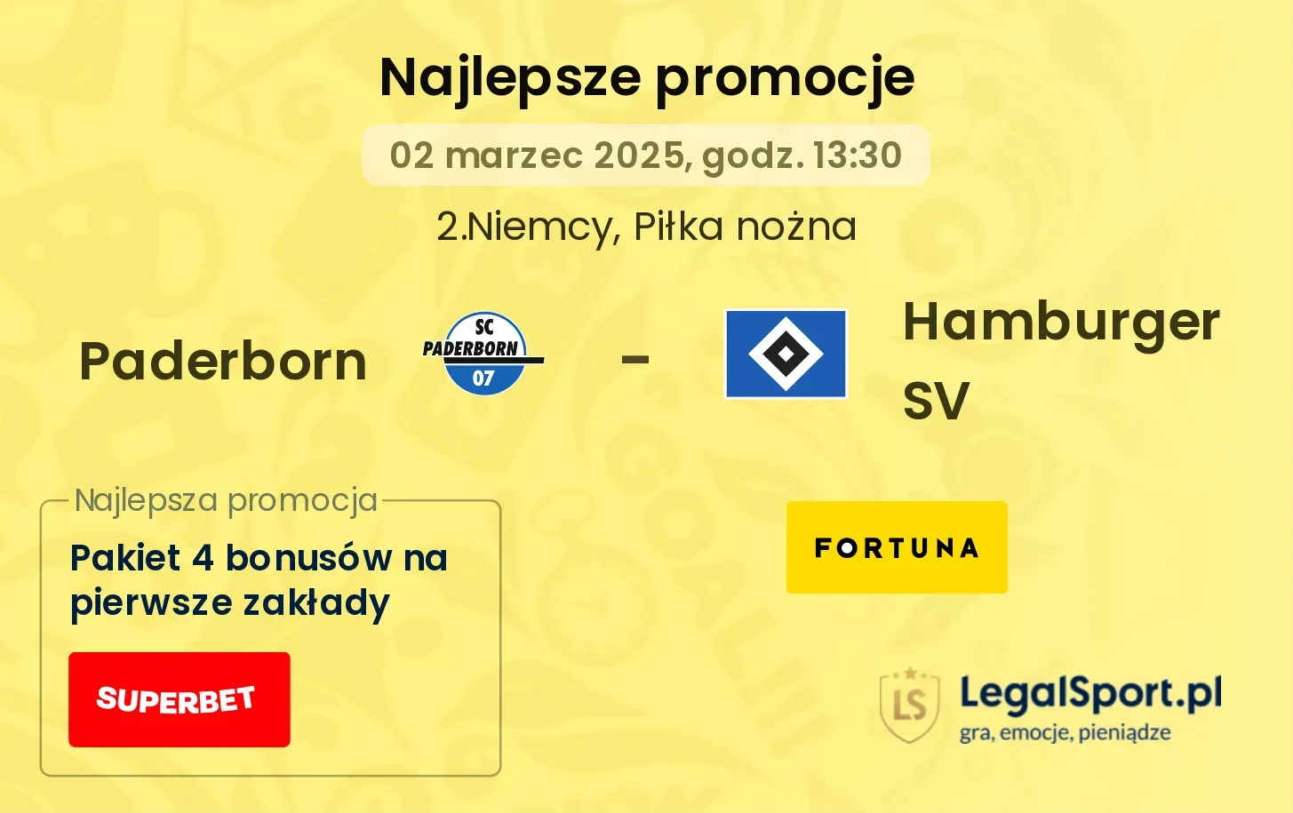 Paderborn - Hamburger SV promocje bukmacherskie