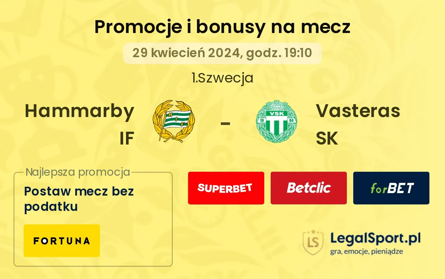 Hammarby IF - Vasteras SK promocje bonusy na mecz