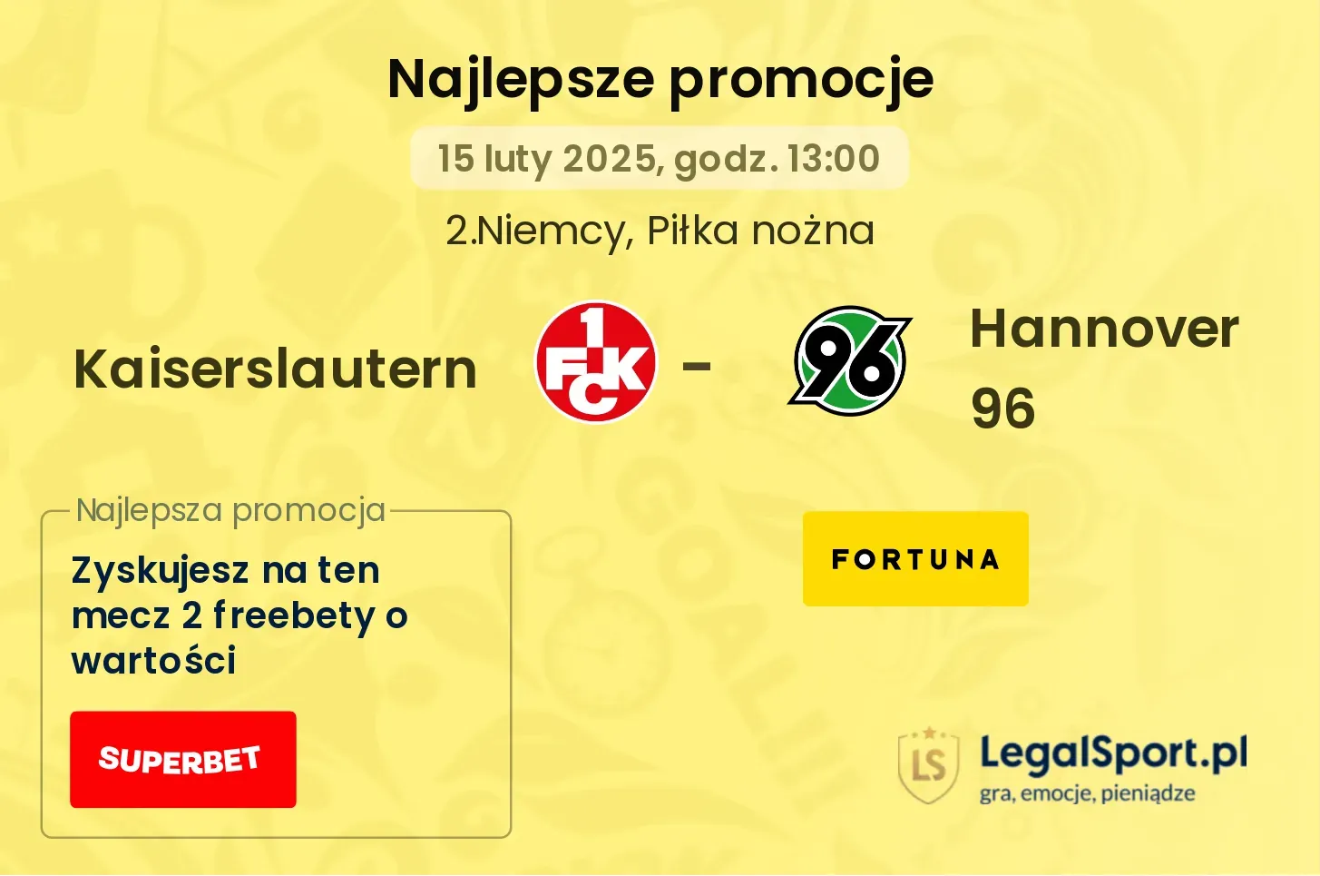 Kaiserslautern - Hannover 96 promocje u bukmacherów