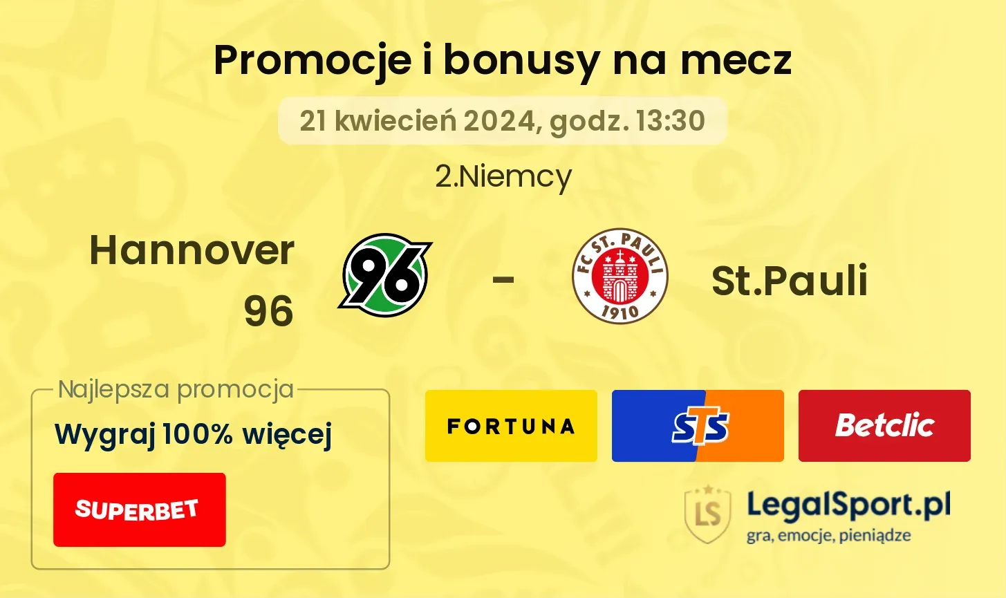 Hannover 96 - St.Pauli promocje bonusy na mecz