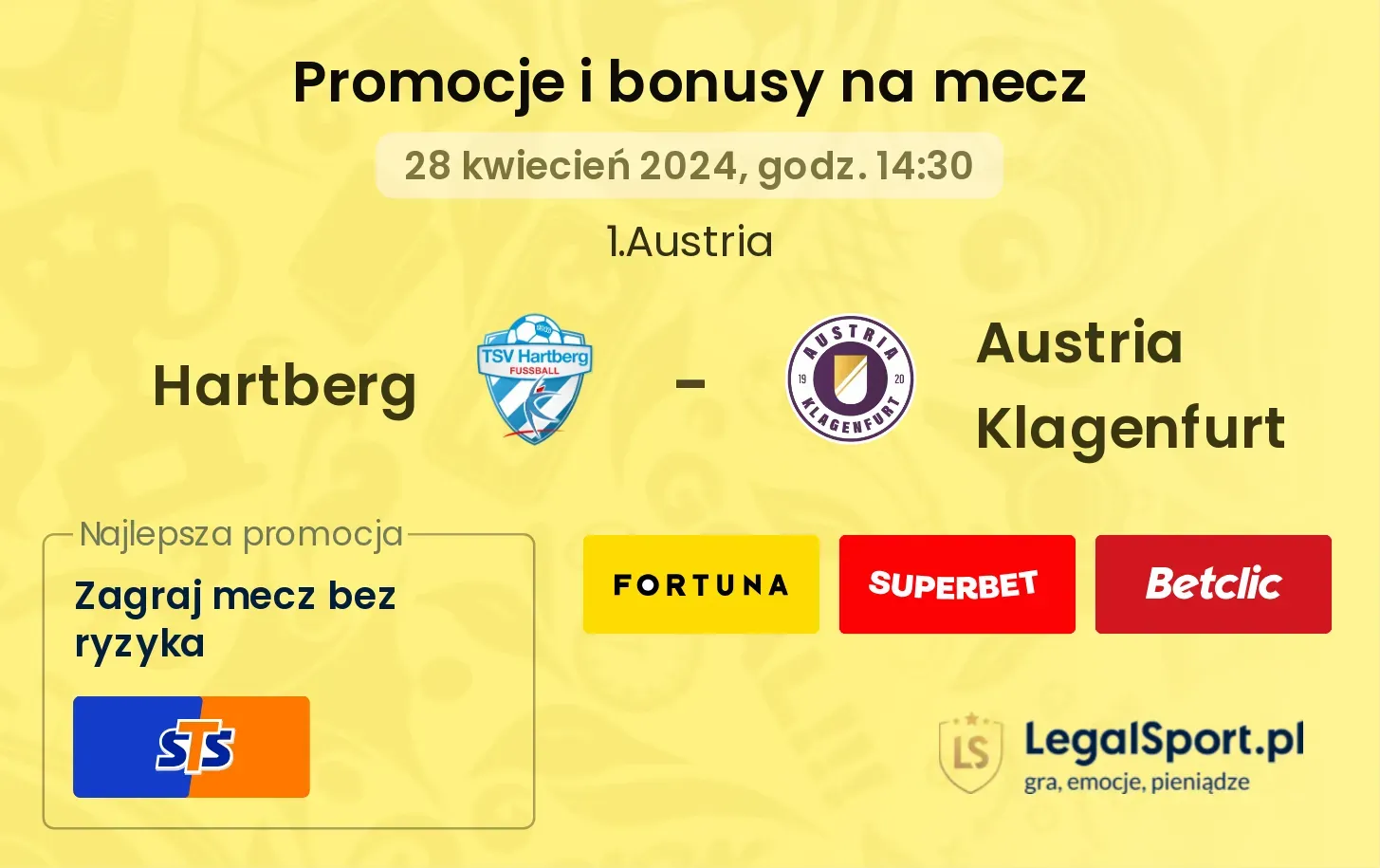 Hartberg - Austria Klagenfurt promocje bonusy na mecz