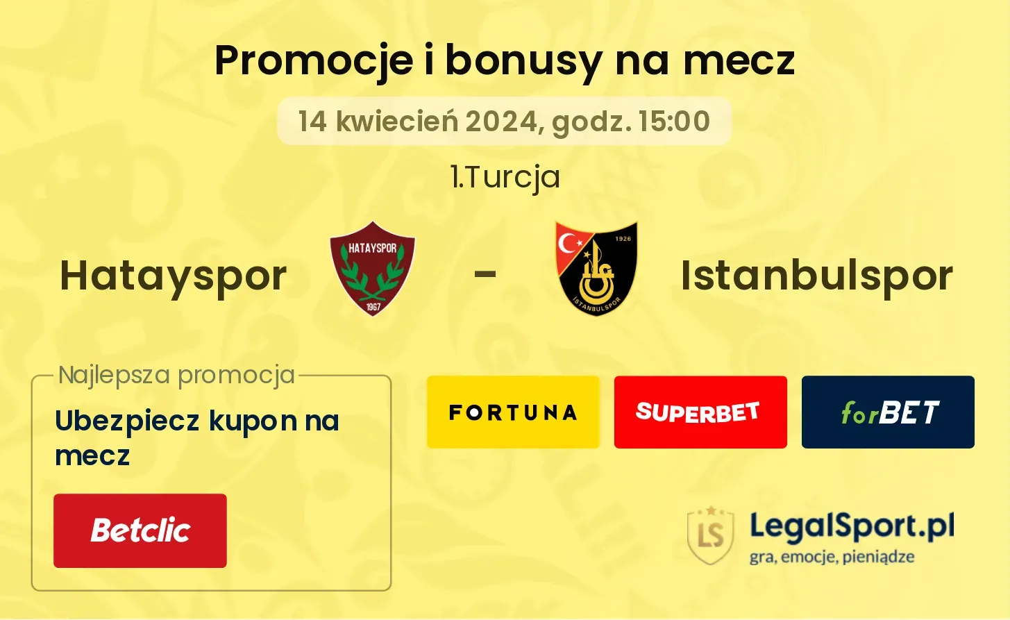 Hatayspor - Istanbulspor promocje bonusy na mecz