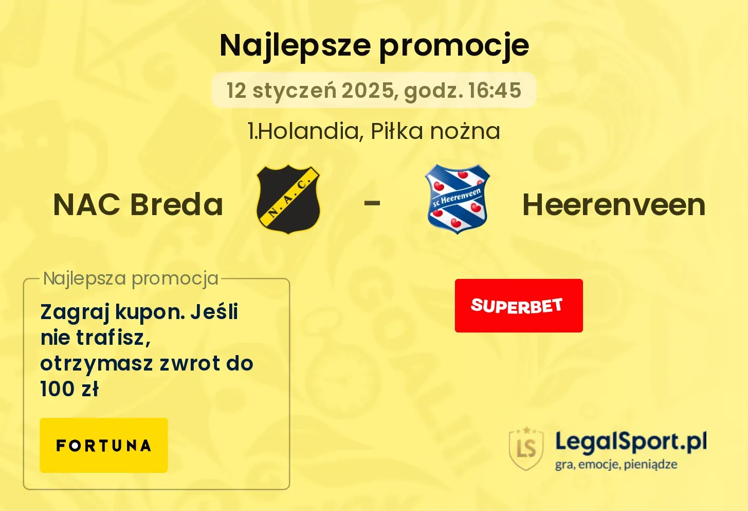 NAC Breda - Heerenveen promocje u bukmacherów
