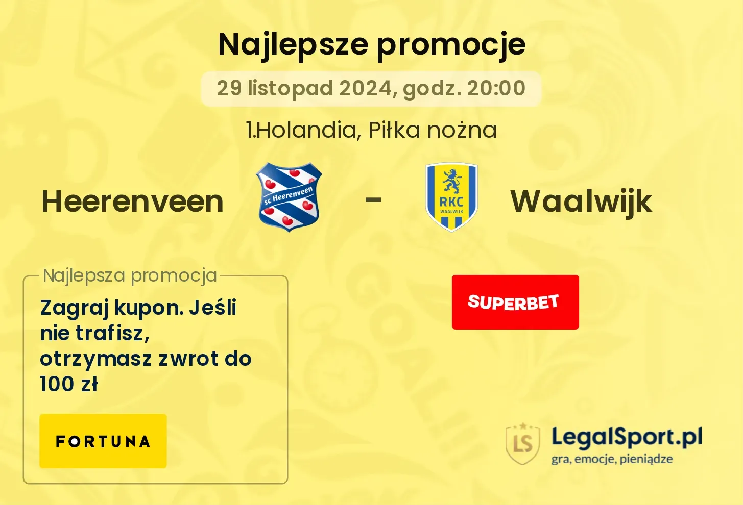 Heerenveen - Waalwijk promocje u bukmacherów