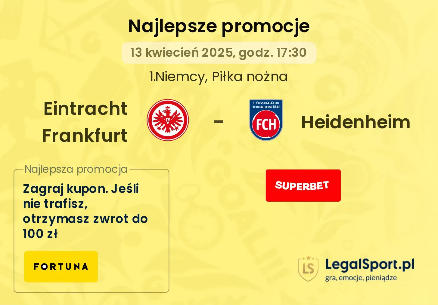 Eintracht Frankfurt - Heidenheim promocje u bukmacherów