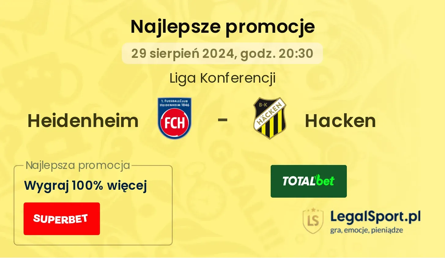 Heidenheim - Hacken promocje bukmacherskie 29.08, 20:30