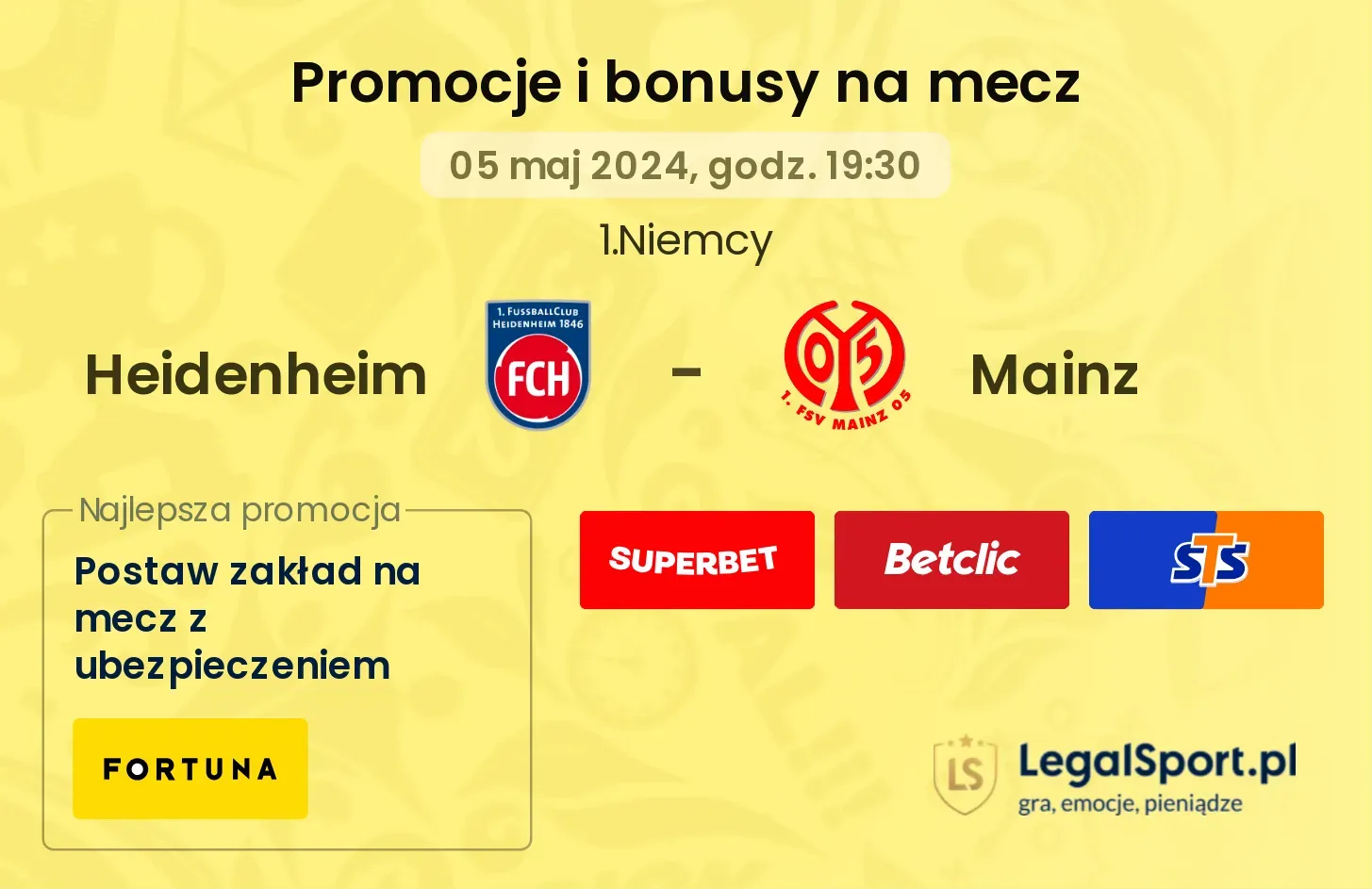 Heidenheim - Mainz promocje bonusy na mecz