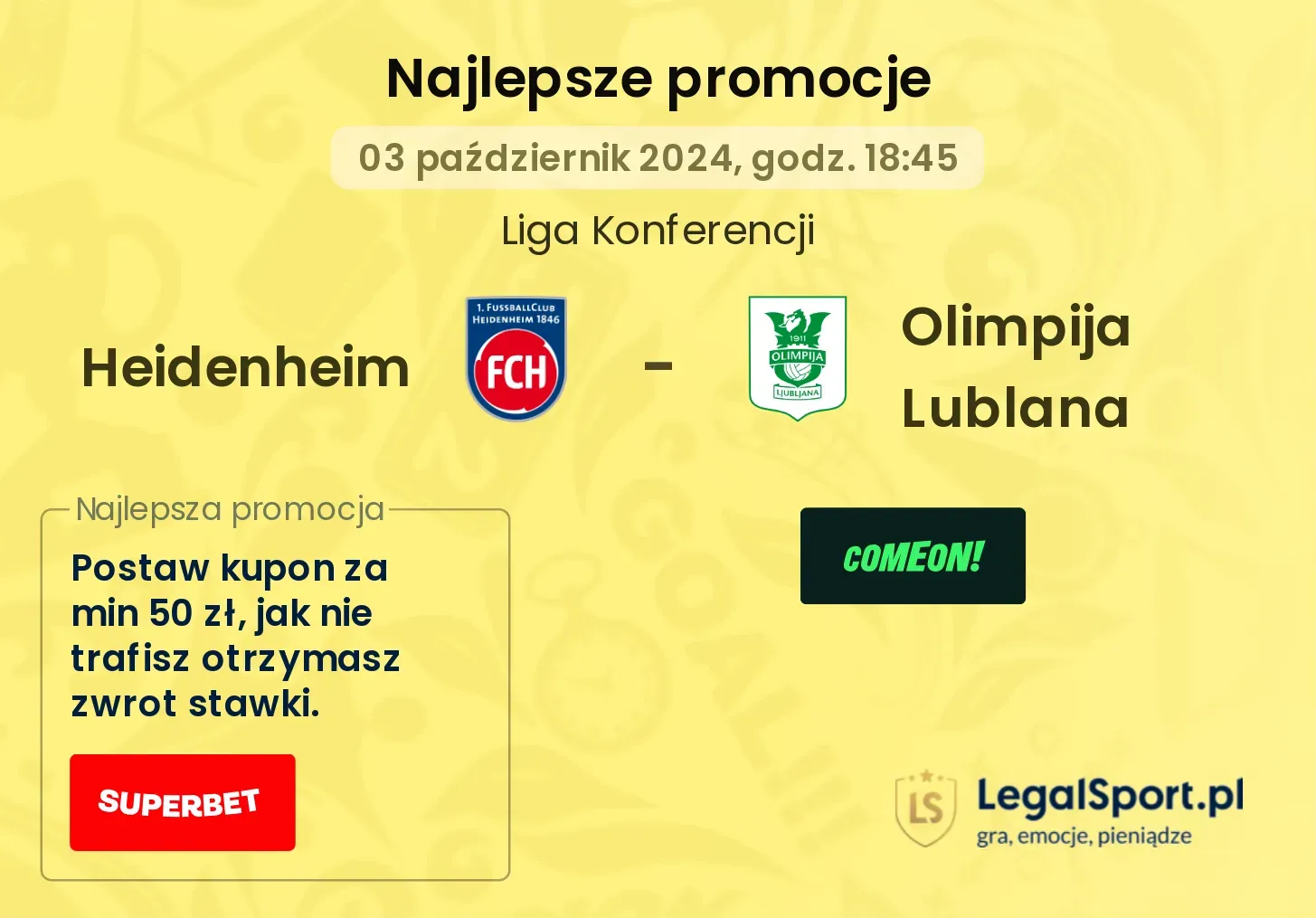 Heidenheim - Olimpija Lublana promocje bukmacherskie 03.10, 18:45
