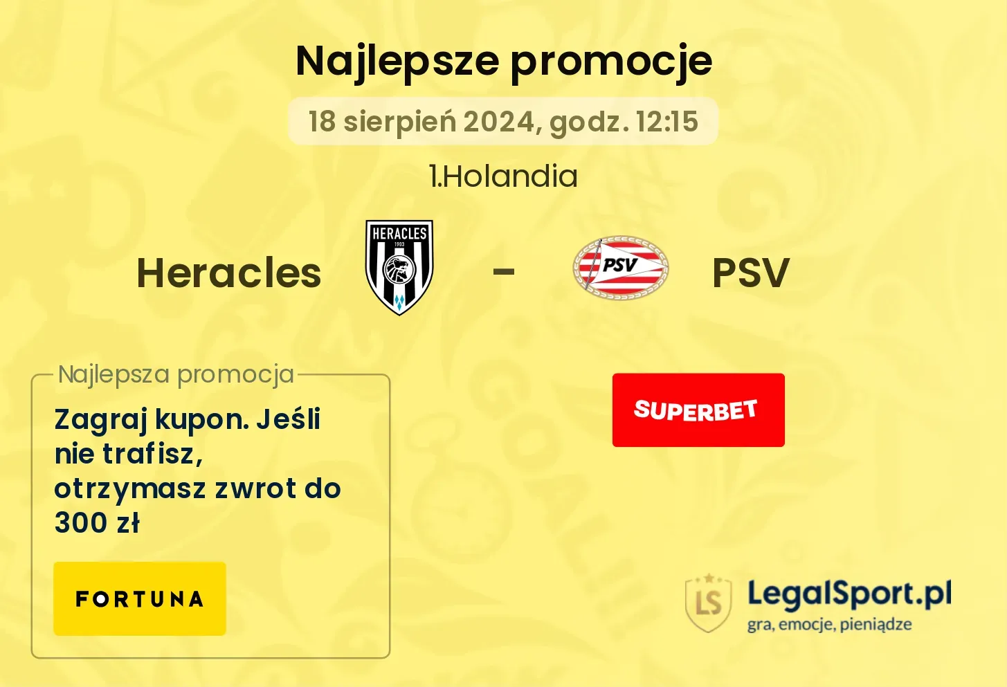 Heracles - PSV promocje u bukmacherów (18.08, 12:15)