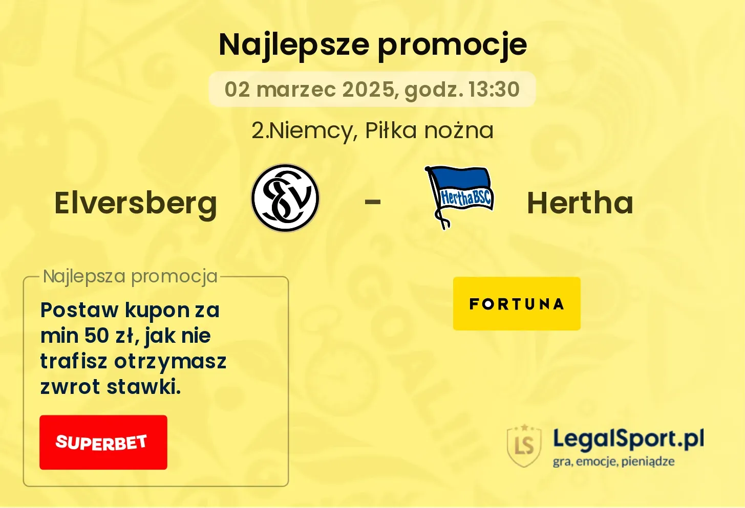 Elversberg - Hertha promocje u bukmacherów