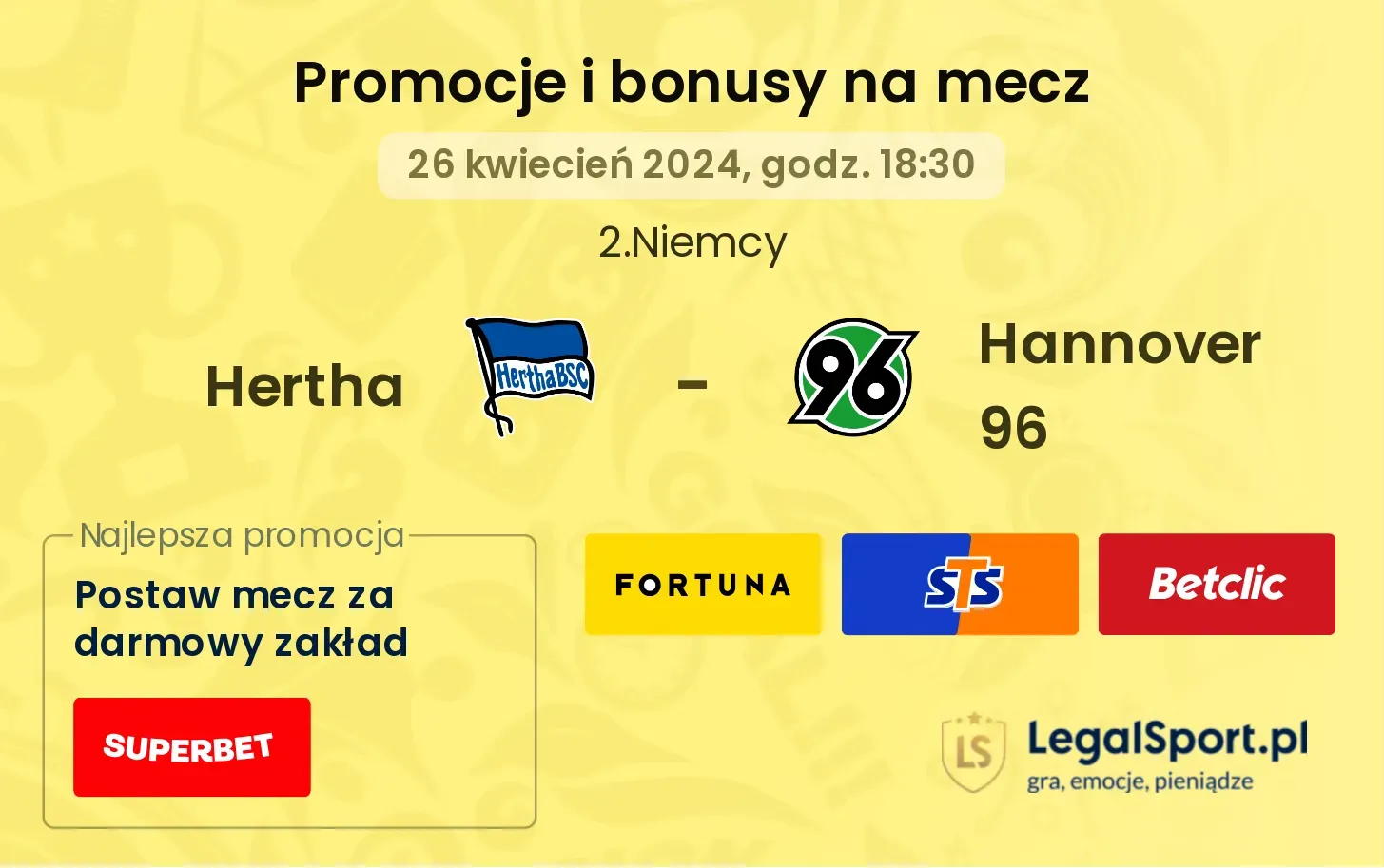 Hertha - Hannover 96 promocje bonusy na mecz