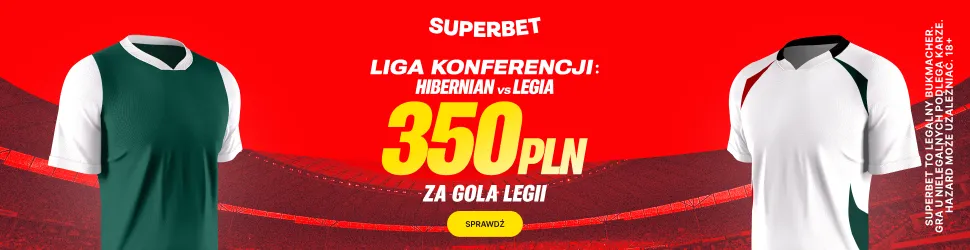 Bonus 350 PLN za gola Legii Warszawa w meczu z Hibernian w Superbet