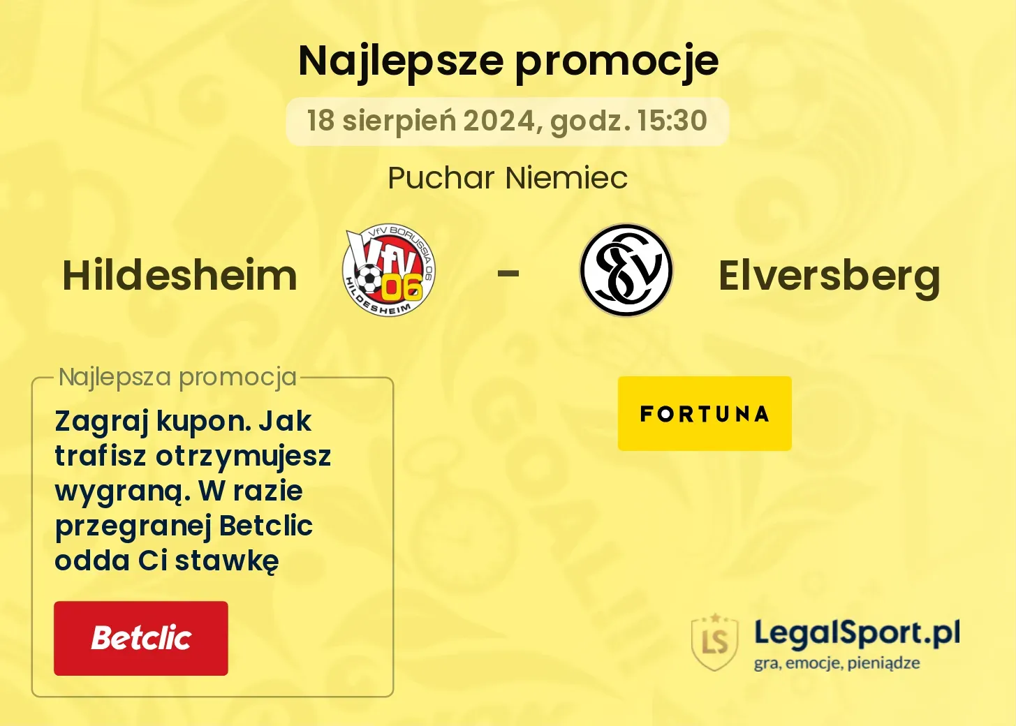 Hildesheim - Elversberg promocje u bukmacherów (18.08, 15:30)