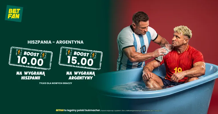 BETFAN: 176 zł za wygraną Hiszpanii lub 264 zł za wygraną Argentyny
