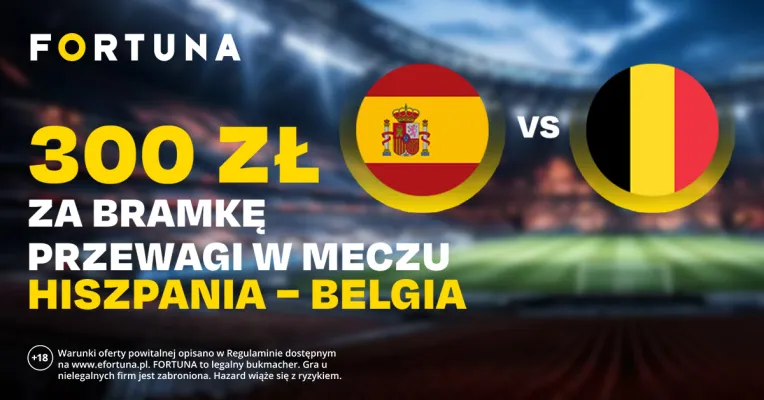 Fortuna: 300 zł za bramkę przewagi w meczu Hiszpania – Belgia