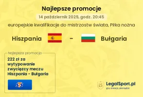 Hiszpania - Bułgaria promocje u bukmacherów
