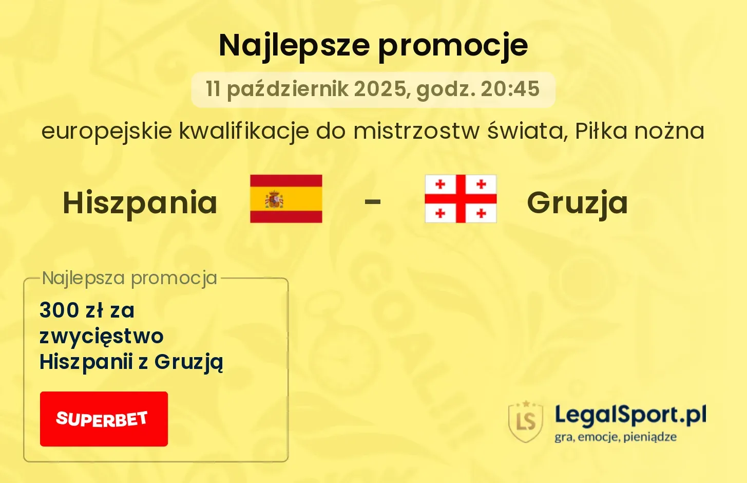 Hiszpania - Gruzja promocje u bukmacherów